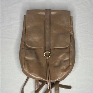 HOBO Tan Leather Backpack with magnetic flap